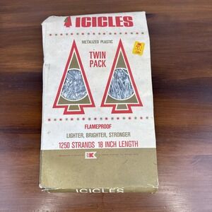 Vintage Metalized Plastic Icicles Flameproof Twin Pack 1250 Strands 18 Inch